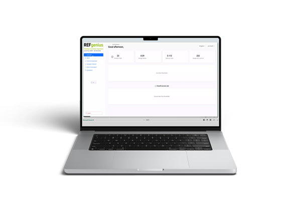 Schermata REFGenius su PC: voicebot AI e ticketing integrati in REFTree per gestione immobiliare 24/7